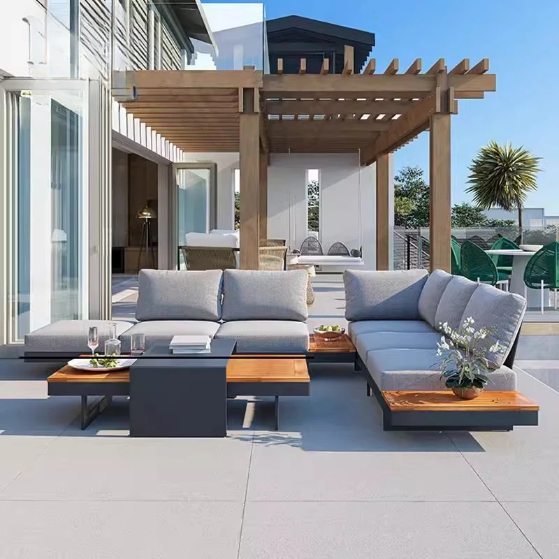 

Outdoor sofa rain and sun protection sofa courtyard garden villa hotel combination open-air outdoor L type