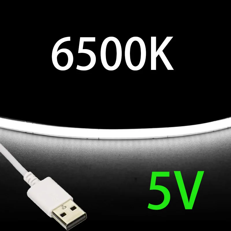 USB 5V COB LED-Streifenlichter 2,7 mm, sehr dünn, mehrfarbig, 480 LEDs, 1 m, 2 m, für Computer, Innenbereich, lineare Bandlichter, flexibel, praktisch