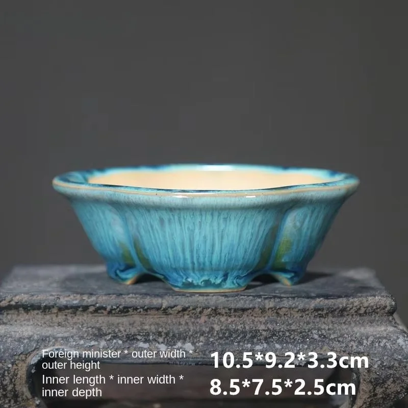 Maceta de flores arena púrpura, Mini maceta bonsái estilo chino, maceta esmalte que fluye, horno cerámica transfo