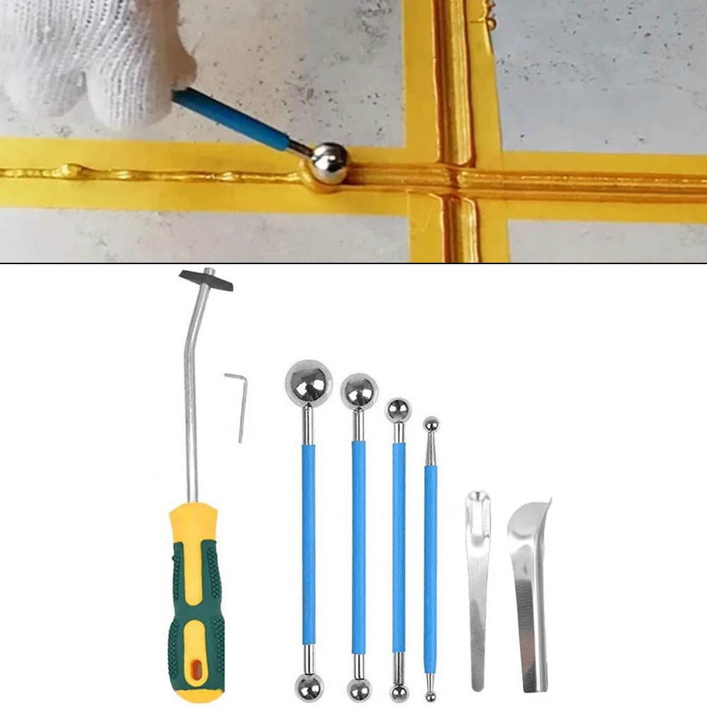 

8pcs Filling And Caulking Kit Dotting Tools Grout Removal Tool Tile Floor Pressure Seam Caulking Tools