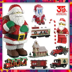 block build christmas vacation house xmas train puzzle santa holiday building blocks for adult christmas village sets for 2024