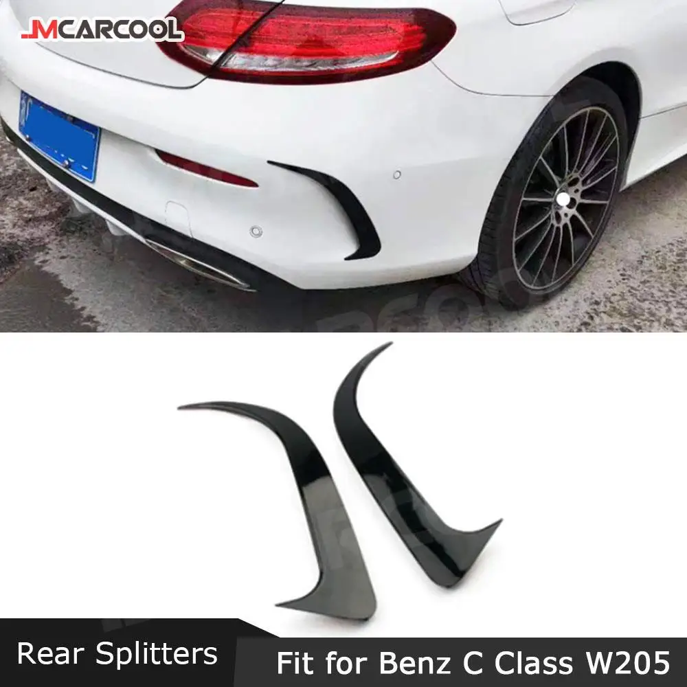 

ABS Carbon Black Rear Bumper Fins Anards Splitters for Mercedes Benz C Class W205 C180 C200 C300 C63 AMG Coupe 2015-2021