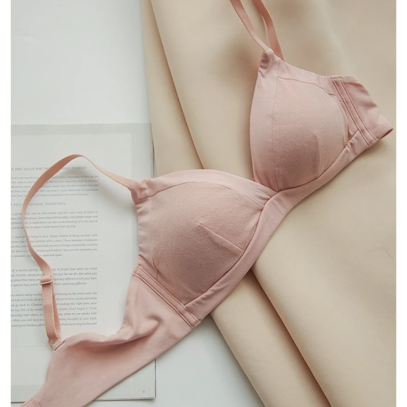 Cotton Mulberry Silk Bra Women's Thin Version Triangle Cup Wireless Comfort Underwear