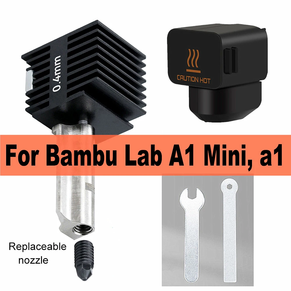 

Для Bambu Lab A1 Mini Hotend Kit Обновление сопла из закаленной стали 0,4 мм Аксессуары для 3D-принтеров Hot End для комплектов Bambulabs A1 Hotend