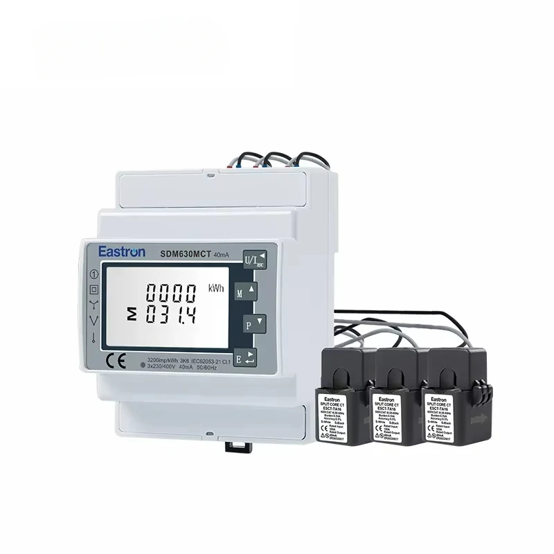 Eastron SDM630MCT 40mA MID Energy Meter for Single and Three Phase Electrical Systems, Bi-directional Power Quality Meter