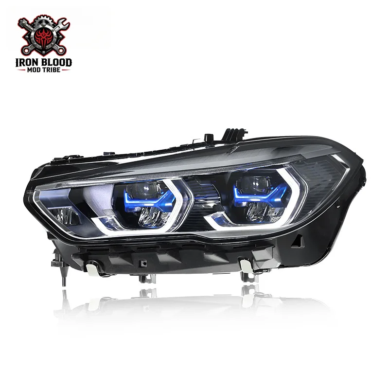 Suitable for 2019-2022 BMW X5 Headlight Assembly G05 Modified High-End Blue Frame LED Daytime Running Light Laser Transparent