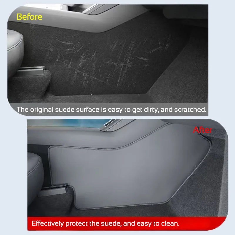 For Tesla Model 3 Y YL 2021-2027 LHD Center Console Two Side Anti Kick Pad Protector PU Leather Sticker Cover Car Accessories