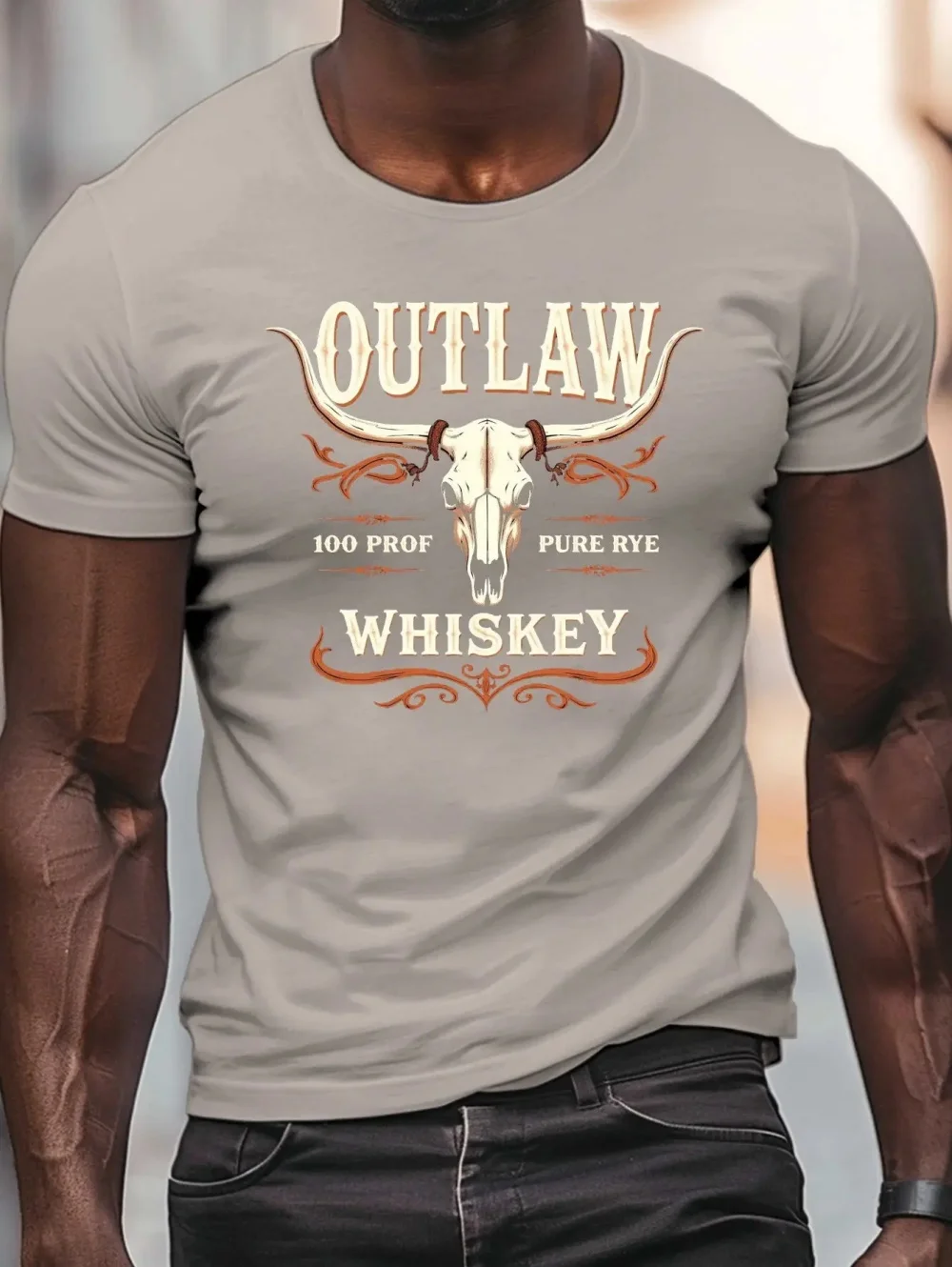 Herren Texas Longhorn Grafik T-Shirts Vintage Western Cowboy 3D-Druck Kurzarm Sommer Casual Tees Streetwear Mode Oberteile – Detail 4