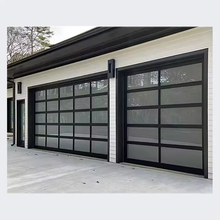 Custom Modern 12x12 Aluminum Alloy Steel Sectional Glass Garage Door Insulated Automatic Remote Control French Style Exterior Fo