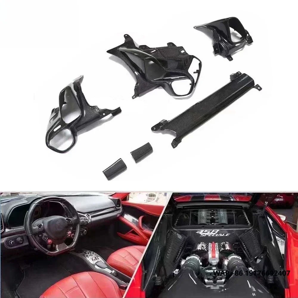 Interior Trims Dry Carbon for Fer 458 Carbon Black Interior Storage Box Center Control Gear Headlight Switch Button Patch Panels