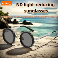 VIVO Metal Round Punk ND9-level Adjustable Dimming Sunglasses personality Women Polarized UV400 Fashion Men Outdoor Sun Glasses