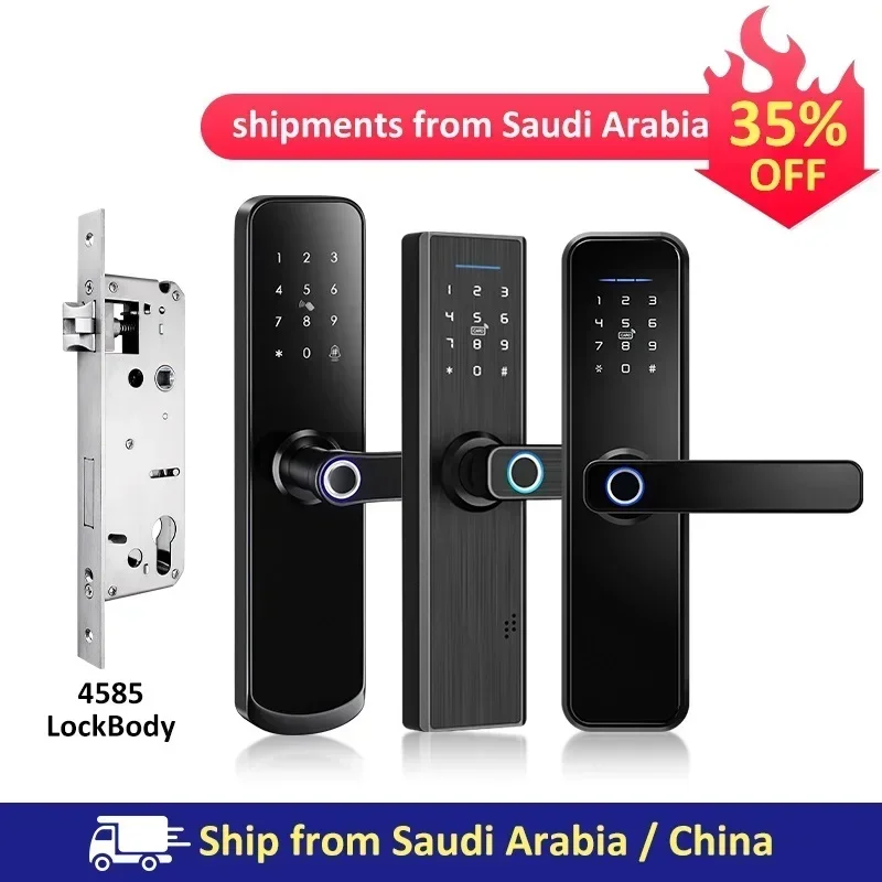 

Top! Warehouse Electronic Fingerprint Biometric Digital Smart Lock With WiFi TUYA APP Password IC Card Unlock Security