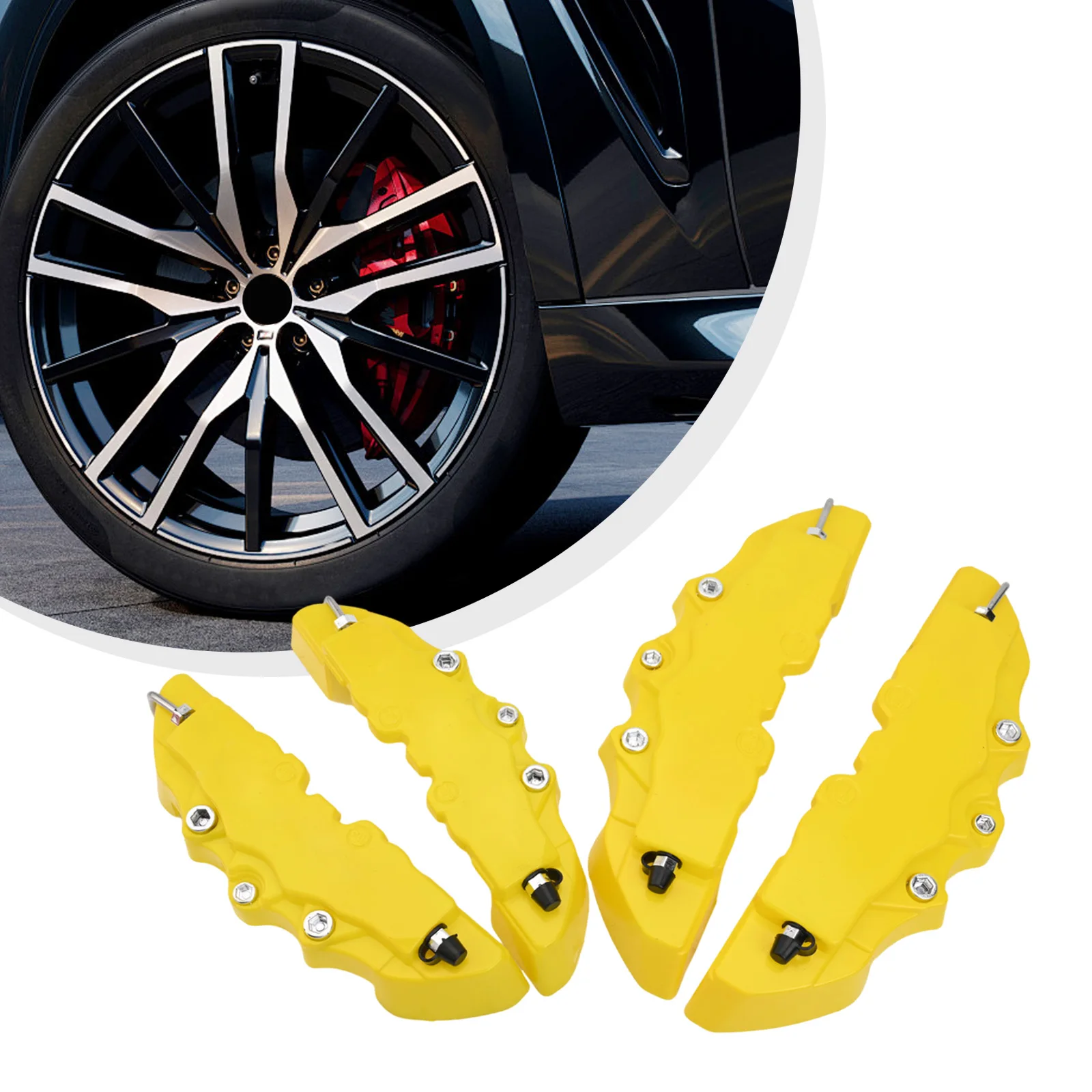 مجموعة من 4 أغطية فرجار الفرامل مع أنابيب زيت الدمية المعدنية الكاملة لتعزيز جماليات قرص السيارة الأمامية والخلفية #5