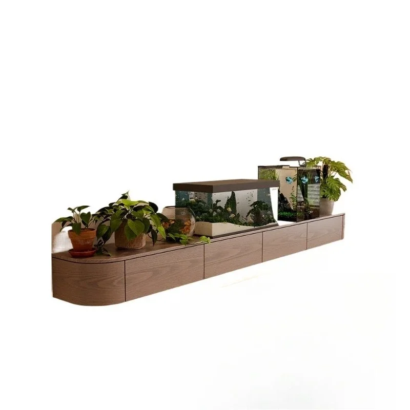 

Solid wood suspended TV cabinet Slate suspended TV cabinet Living room modern and simple