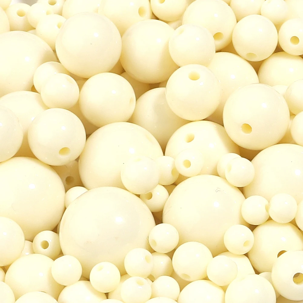10-100pcs 6/8/10/12/14/16/18/20mm Beige Round Acrylic Beads Loose Spacer Beads For Jewelry Making DIY Necklace Bracelet