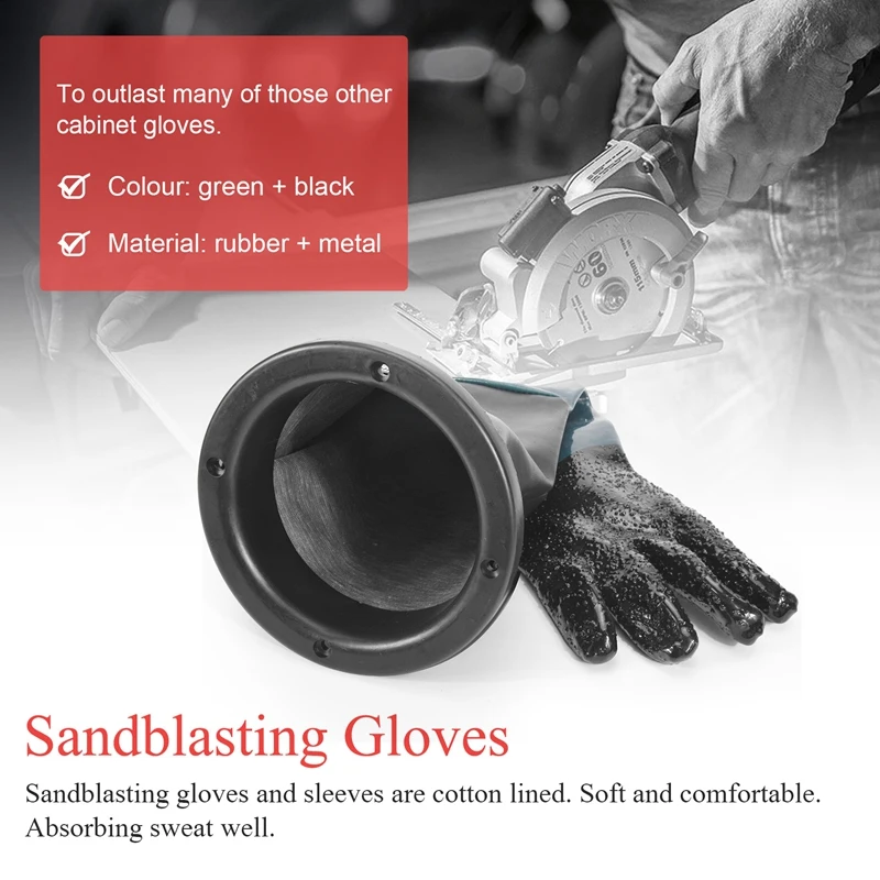 Sandblasting Gloves Sandblaster Parts 60Cm With O Rings For Sandblast Cabinet