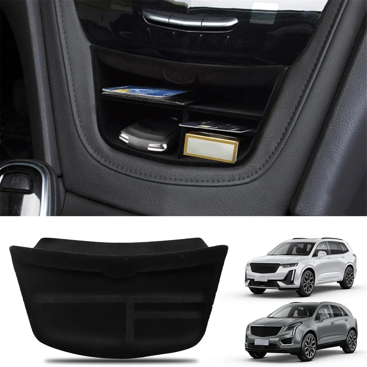 Center Console Organizer for XT5 2016-2023 XT6 2020-2023 Flocked Storage Organizer Console Tray Storage