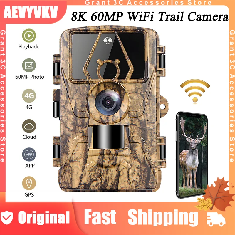 

8K 60MP Trail Camera Night Vision Motion Activated Waterproof 4G APP Remote for Hunting Home Surveillance Wildlife Monitoring