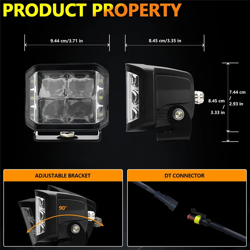 

AV32-LED White Worklights 100W 10000LM Offroad Fog Light For Truck SUV Boat Work Lights Night Driving Lamp 9-30V 2PCS