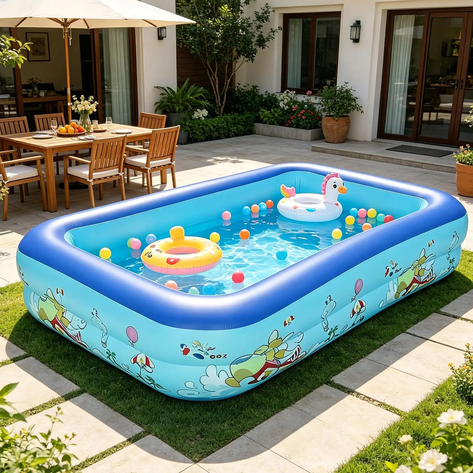 Inflatable Swimming Pool Large Family Pool Thicken Rectangle Framed Children Swimming Pool Summer Outdoor Pool Baby Bathtub Toy