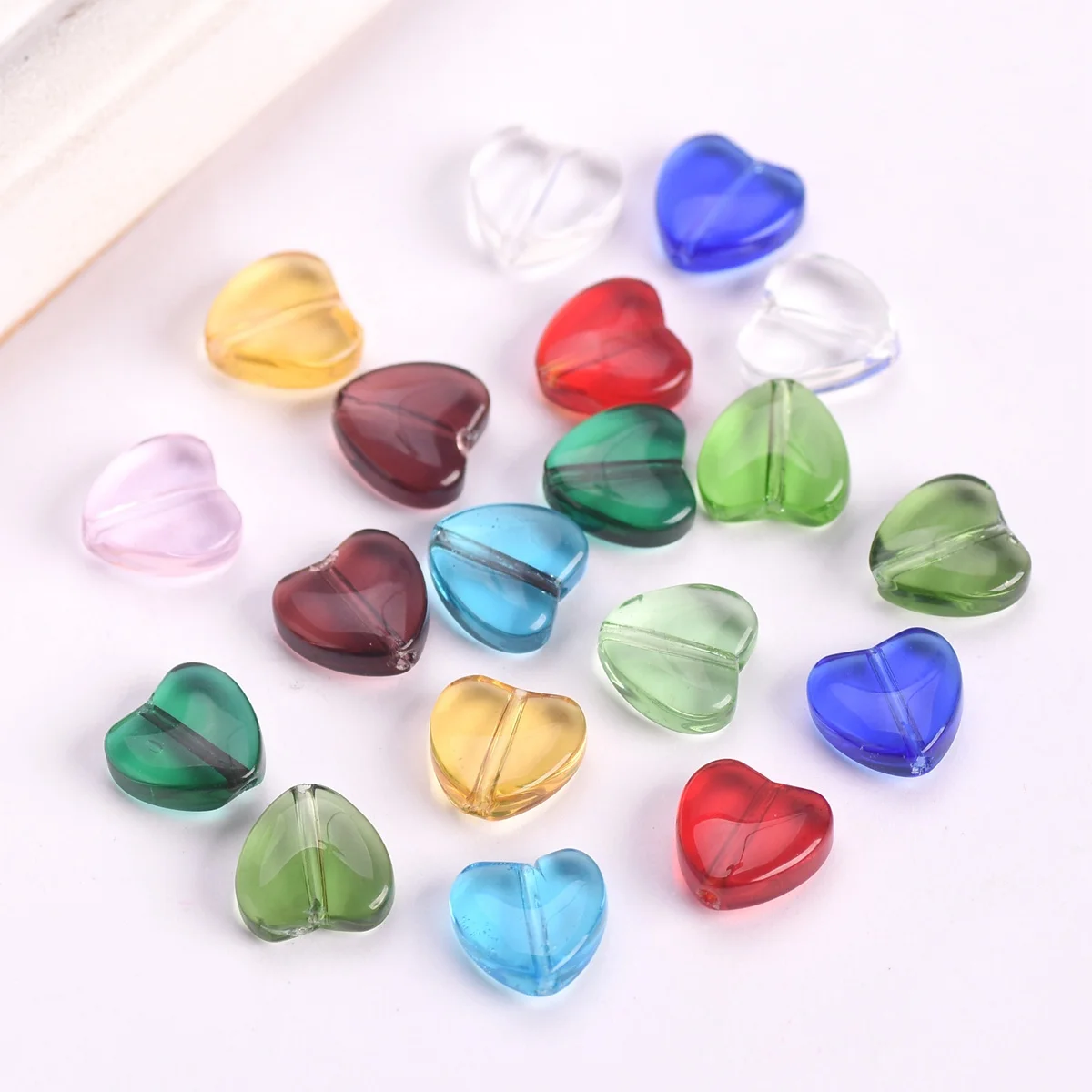 

20PCS 10mm Heart Shape Crystal Glass Loose Beads For Jewelry Making DIY Crafts Findings