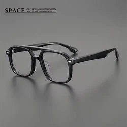 Top quality fashion Double beam acetate glasses frame men designer optical eyewear Myopia reading women personalized eyewear