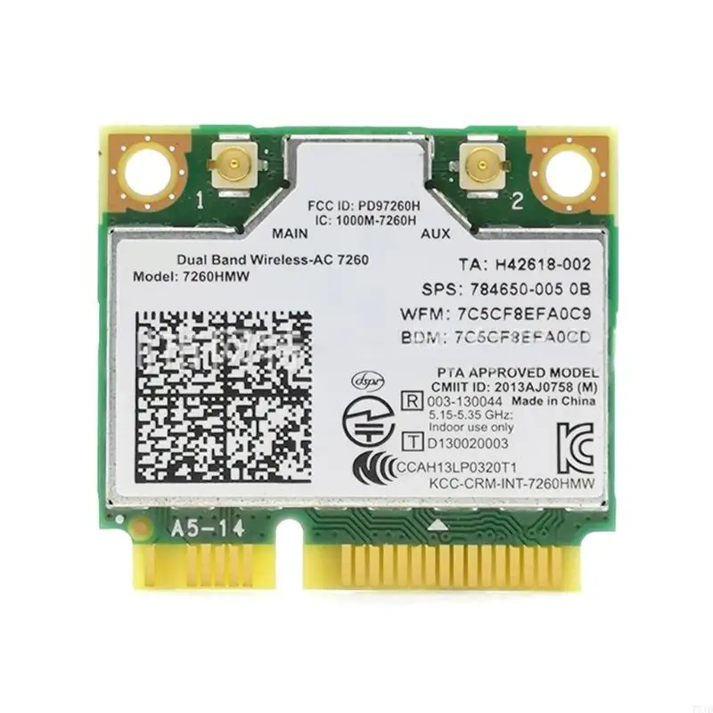 77JD Duad-Band Half PCIE Wifi Card 7260 7260HMW BT4.0 Wireless Card 1200M