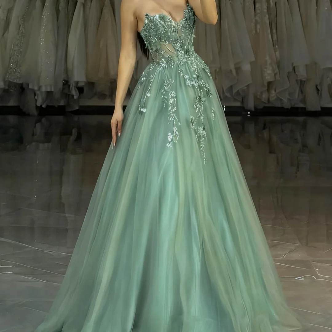 

Elegant Off the Shoulder Corset Back suknia ślubna Luxury Beadings Flowers Vestidos De Gala A-line Tulle Prom Dress Customized