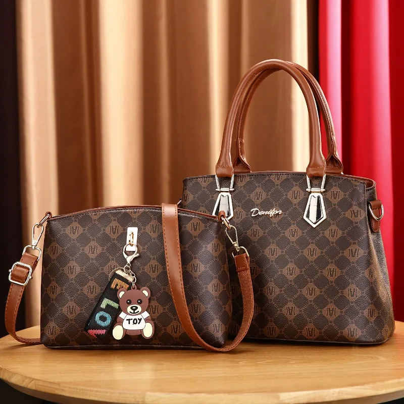 Large Capacity Print Leather Women Crossbody Shoulder Bag 2Piece Set Ladies Handbag Fashion Zipper Tote Purse and Handbag women