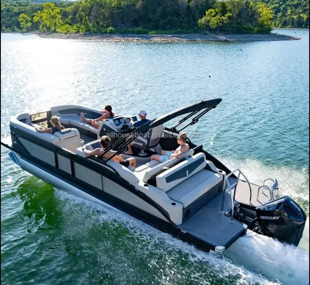 Sports Luxury Party Barge Aluminium Pontoons Floating Pontoon Boats Small Mini Party Pontoon Boat with Motor