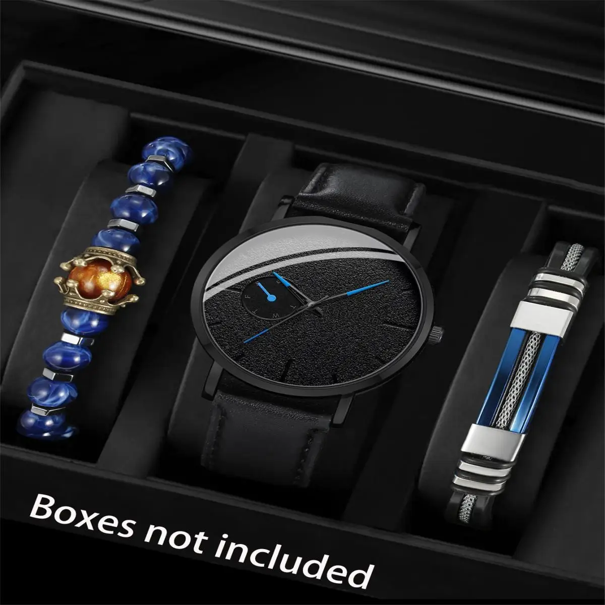 

3 шт./комплект, модные и спортивные мужские кварцевые часы с круглым циферблатом и тканый браслет