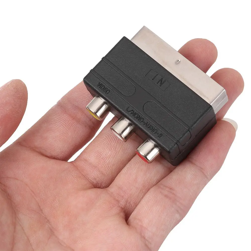 AV TV Game Connector 21PIN Adapter Input Scart Male to 3RCA Female Plug For PS4 WII DVD VCR