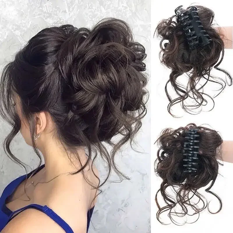 Clip per artiglio da donna su chignon disordinato posticci capelli sintetici ondulati chignon ciambella updo chignon estensioni dei capelli per ragazze