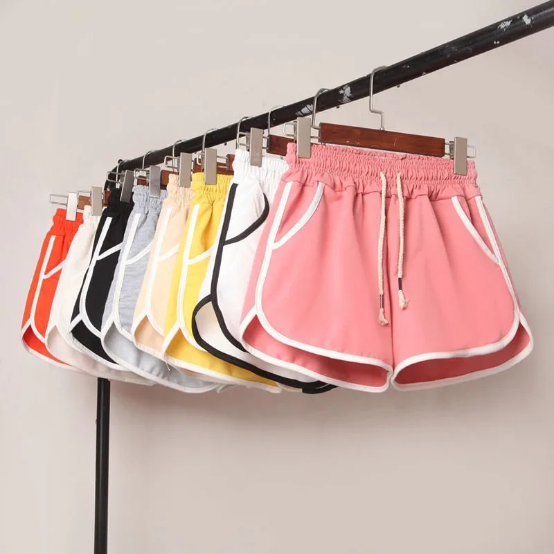 

Женские Пижамные брюки размера плюс, спортивные шорты с высокой талией, однотонные широкие брюки, эластичный пояс, женские брюки