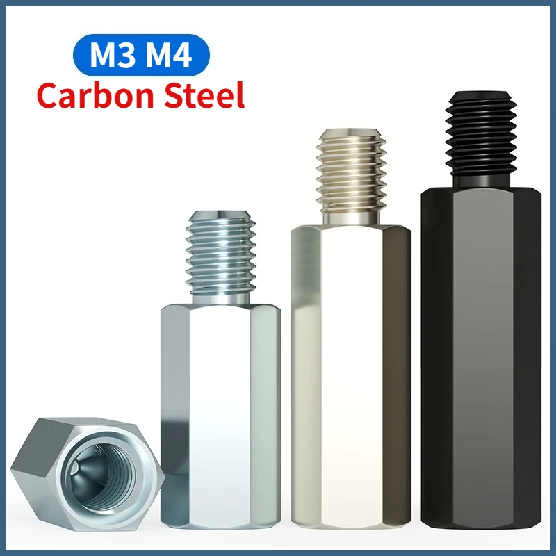 10/20/100pcs M3 M4 Nickel Plated/Black /Blue White Zinc Carbon Steel Male-Female Hex Column Standoff Support Spacer Pillar