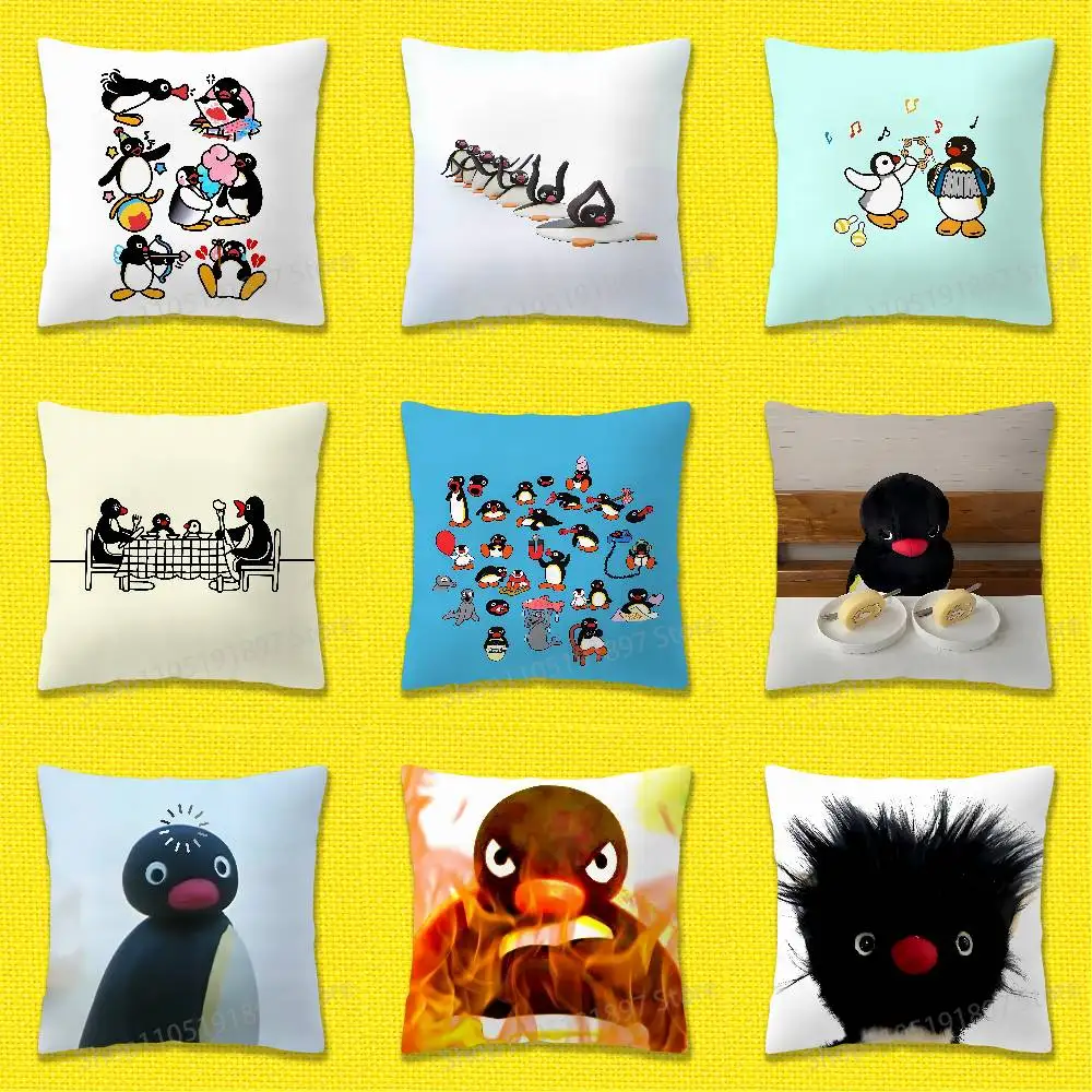 

Penguin P-Pingu Funny Throw Pillow Case For 50x50cm 40x40cm 55x55cm 45x45cm 30x30cm Square Bedroom Pillowcase Cover