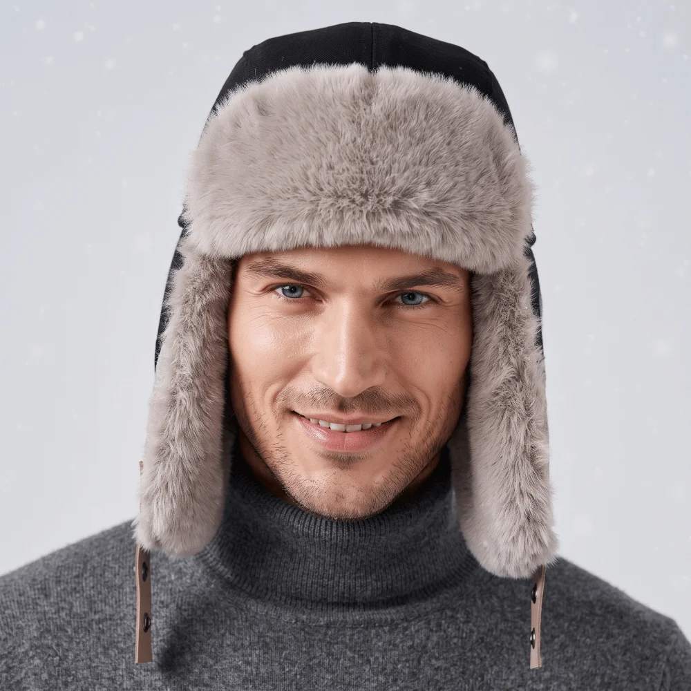 Color Block Winter Trapper Hat Fleece Lined Thick Thermal Windproof Winter Hat Ear Flap Wind Resistant Warm Earflap Cap