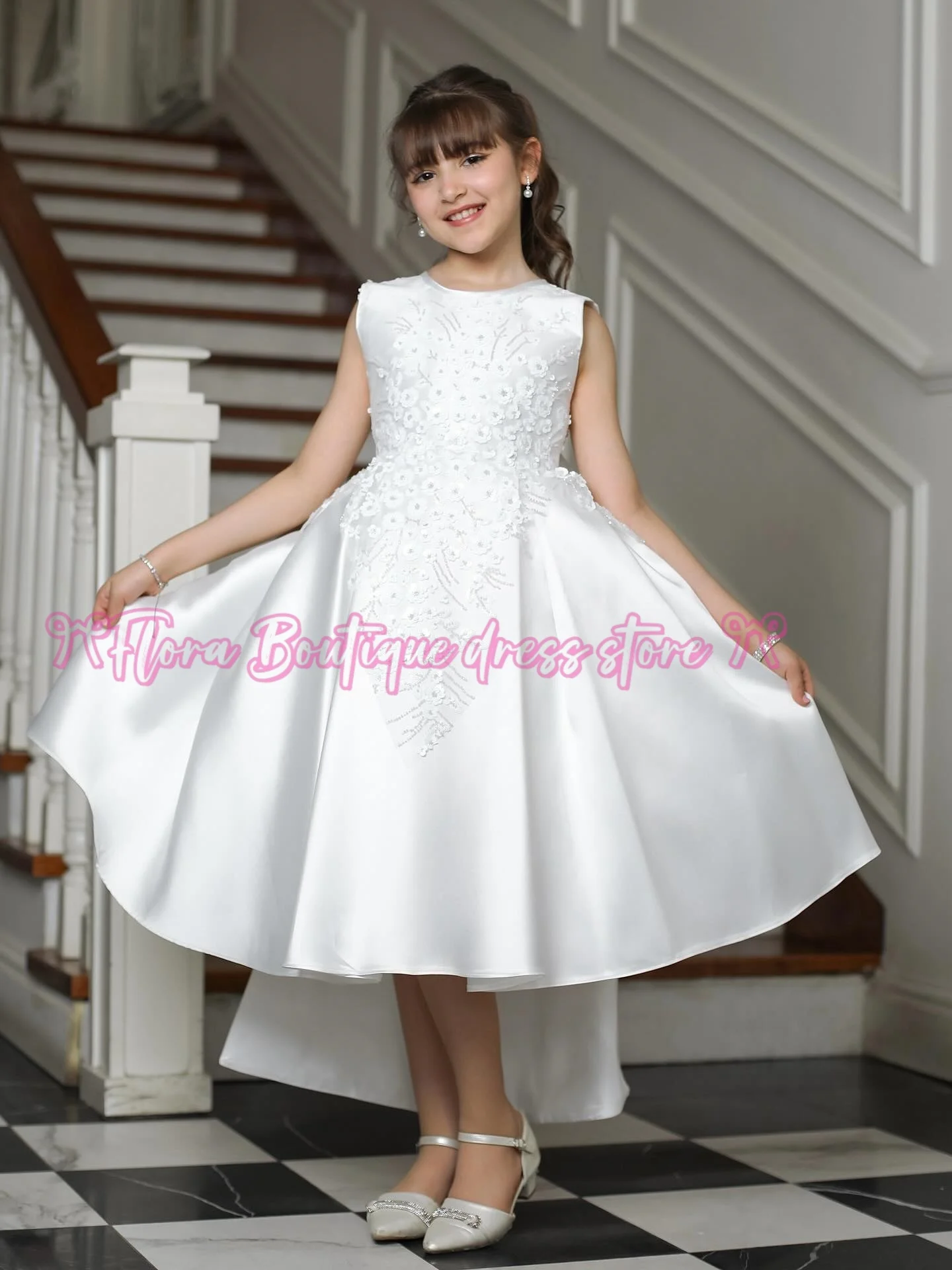 Ropa blanca larga para dama de honor para niños, vestido de lentejuelas para niñas, ropa de fiesta de boda y noche, vestido de fiesta de princesa para niños, fiestas de boda