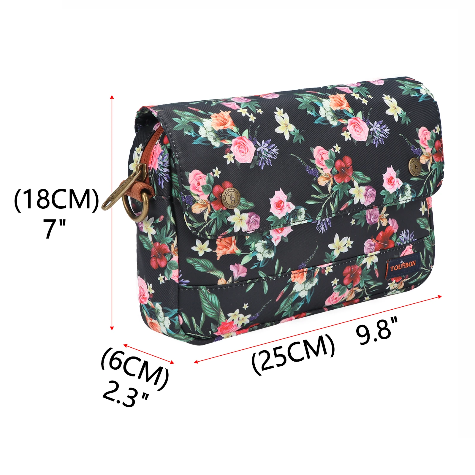 Tourbon Retro Bicycle Rear Rack Pannier Bike Front Handlebar Bag Bicycle Top Tube Pack Canvas Flower & Black Cycling Accessories