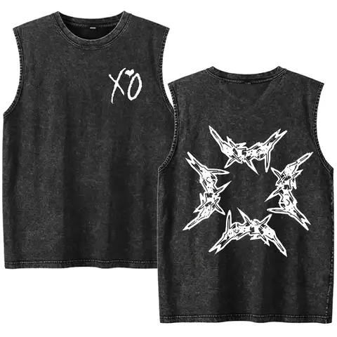 Rapper The Weeknd 2026 Retro Graphics Casual Vest Hot Sale Hip Hop Vintage Washed Tank Tops Men Summer Oversized Streetwear Tops