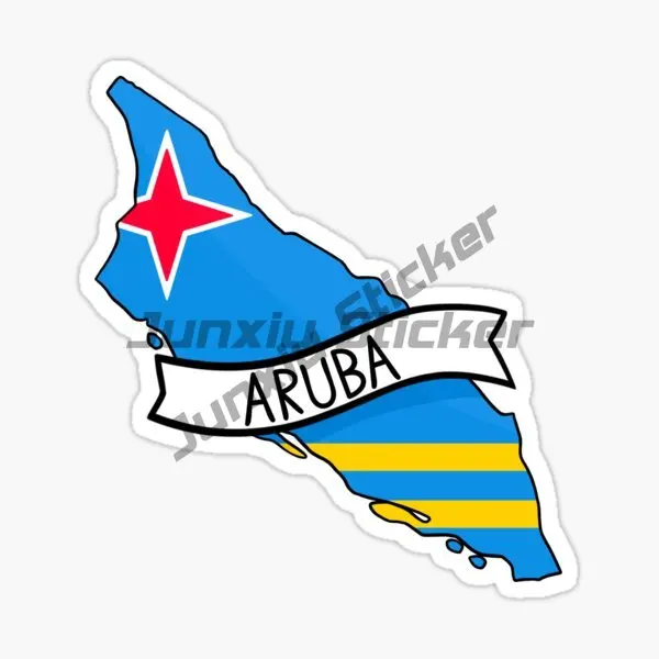 أروبا العلم ختم رمز البلد ARU البيضاوي ملصق جزيرة الكاريبي ملصق مائي عطلة تذكارية ملصقات مقاومة للماء الديكور