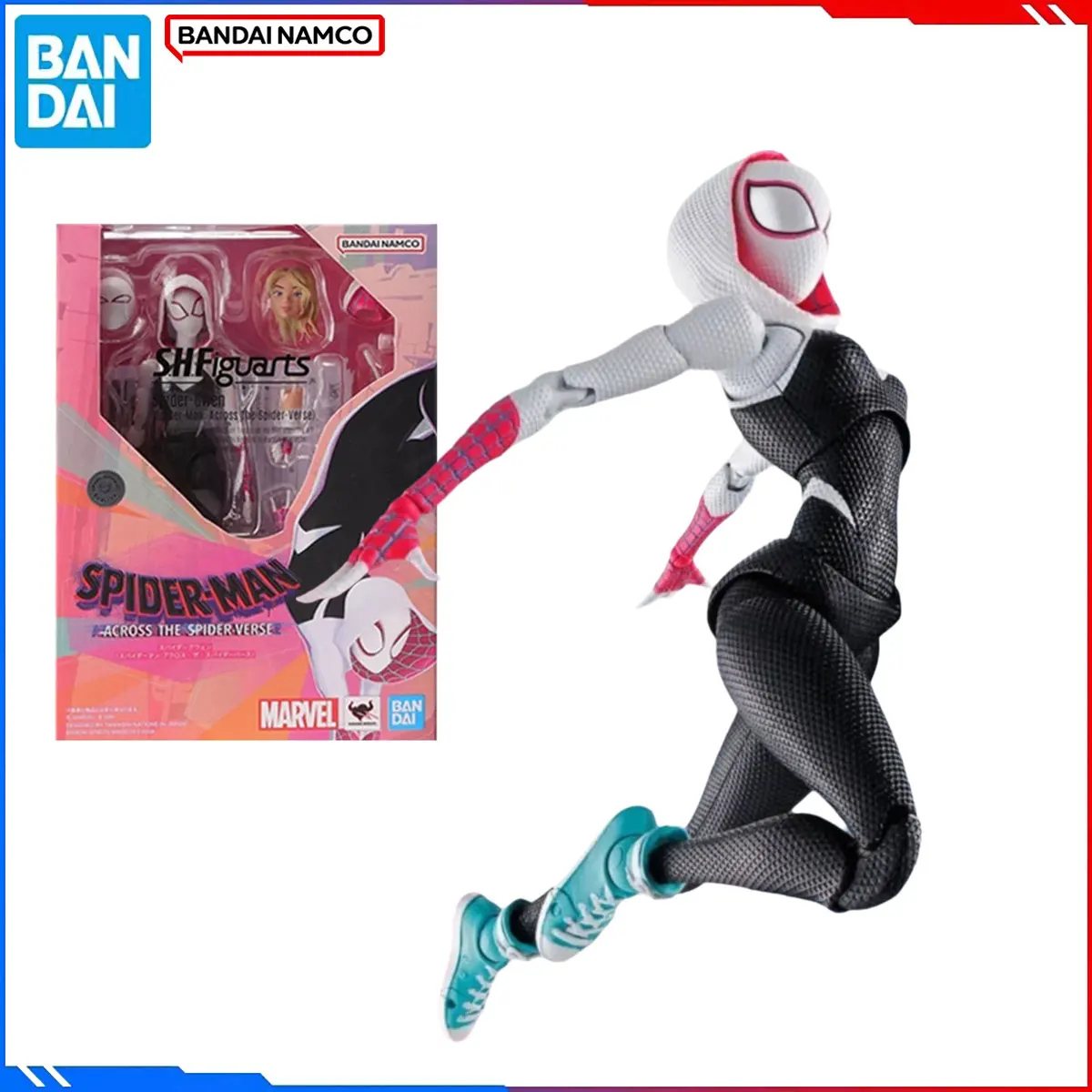 本物のバンダイオリジナルスパイダーマンフィギュアモデルキット SHF 1/12 アニメフィギュアスパイダーグウェンアクションモデルクリスマスおもちゃギフト子供のための