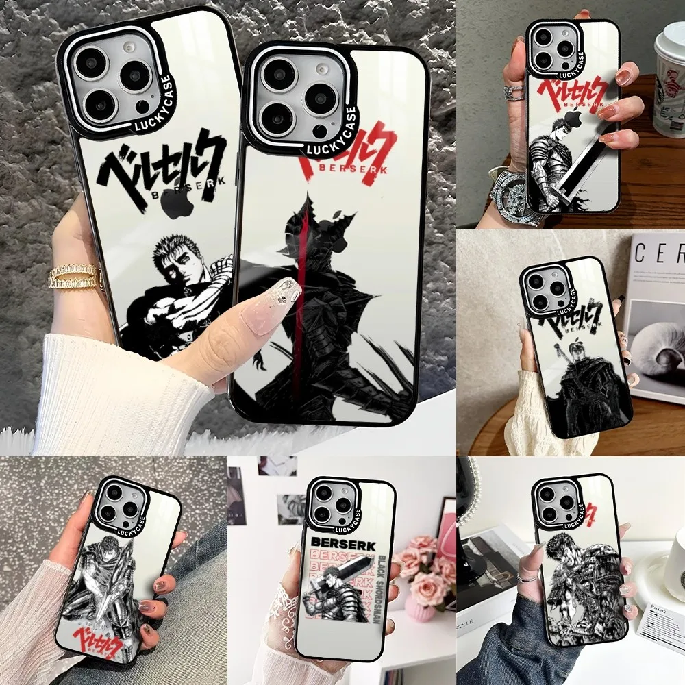 B-Berserk Guts Hot Blood Anime Phone Case For iPhone 16 15 14 13 Pro Max Transparency Shockproof Hard Funda