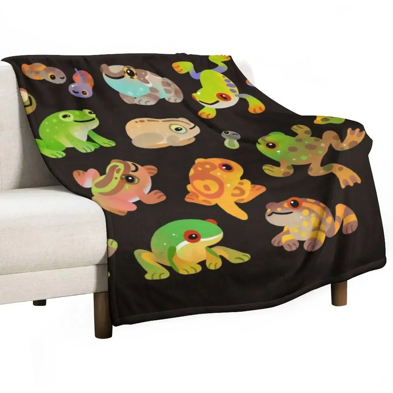 Tree frog - dark Throw Blanket Plaid on the sofa Cute Cute Plaid christmas decoration Hair Beach Blankets