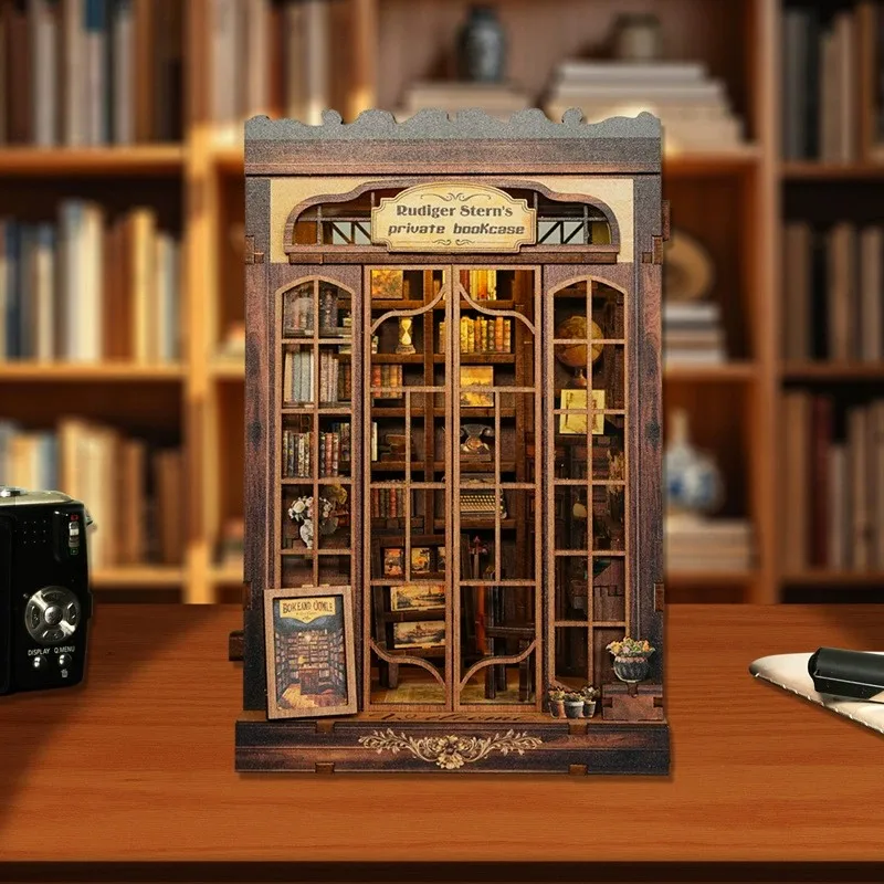 DIY Book Nook Kit Miniature Wooden House With Light Bookshelf Insert Decoration Model For Bookshop Memories Christmas Gifts Toy