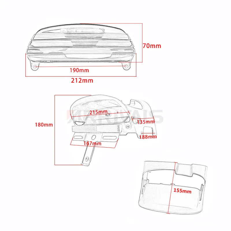 Motorcycle Tri-Bar Rear Fender LED Tail Light For Harley Dyna Fat Bob FXDF 2008-up Motorbike Accessories