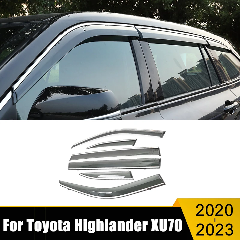 

Car Window Deflector Sun Guard Rain Vent Cover Trim Visor Awnings Body Kit For Toyota Highlander XU70 Kluger 2020 2021 2022 2023