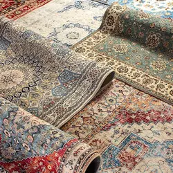 VIKAMA Washable Foldable Imitation Cashmere Carpet Entry Door Mat Persian Retro Style Living Room Bedroom Bed Soft Mat