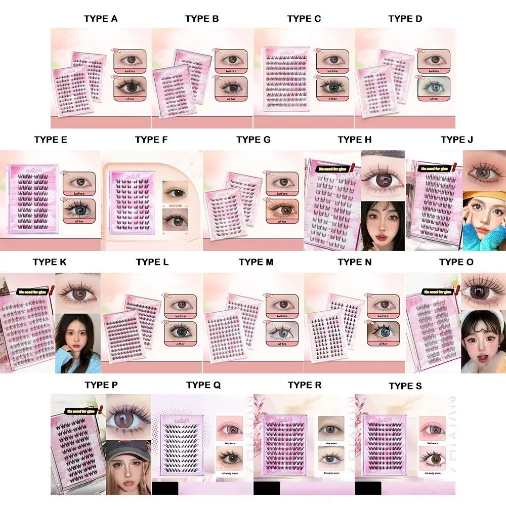 With Jelly Glue Strips Manga Lashes Glue Free Anime Cosplay 3D False Eyelashes Nude Makeup Multiple Styles Cat Elf Eyelashes