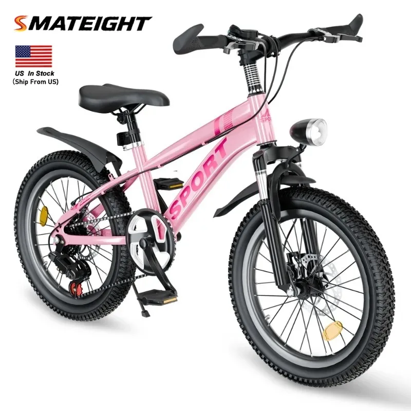 

20 Inch 24 Inch Kids Mountain Bike for 7-12 Ages 7-Speed Gears Dual Disc Brakes, Shock Absorber Front Fork, LED Light